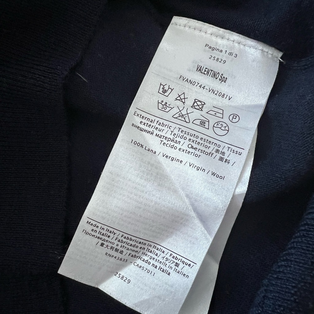 Valentino Navy Crewneck Sweater with Teal Stripes – No Size Tag (Fits XS–S) - Picture 12 of 12